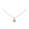 Colorful Cubic Zirconia Oval with Virgin Mary Pendant Necklace NJEW-JN04235-4