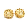 Flower Brass Clear Cubic Zirconia Bead Caps KK-V008-02G-1