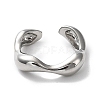 Rack Plating Brass Twist Wave Open Cuff Rings for Women X-RJEW-Q777-08P-2