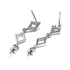 Rhodium Plated 925 Sterling Silver Stud Earring Findings STER-L057-040P-2