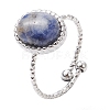 Oval Natural & Synthetic Gemstone Finger Rings RJEW-JR00748-02-4