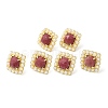 Ion Plating(IP) Natural Wood Lace Stone Square Stud Earrings with Plastic Pearl Beaded EJEW-E599-03G-02-2