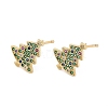 Christmas Rack Plating Brass Cubic Zirconia Stud Earrings EJEW-K245-55D-G-3