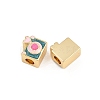 Brass Enamel Beads KK-B157-07G-2