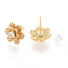 Brass Pave Clear Cubic Zirconia Stud Earrings KK-T077-19G-2