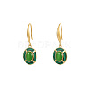 Oval Synthetic Malachite & Stainless Steel Dangle Earrings for Women LF1685-1