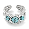 304 Stainless Steel Synthetic Turquoise Cuff Rings G-Z056-06P-02-2