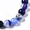 Natural Striped Agate/Banded Agate Beaded Stretch Bracelets BJEW-Q692-03E-5