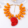 Ocean Plastic Shell Shape Pendant Teardrop Beaded Necklaces for Women FS-WG4B22D-03-1