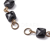 Square Faceted Glass Beaded Link Chain Bracelet Making AJEW-JB01150-47-2