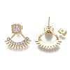 Brass Micro Pave Clear Cubic Zirconia Stud Earrings EJEW-T011-007-NF-2
