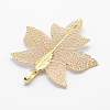 Brass Plated Natural Leaf Pendants KK-G321-F-08-2