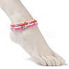 4Pcs 4 Color Handmade Polymer Clay Heishi Beads Stretch Anklets Set for Women AJEW-AN00467-3