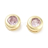 Brass with Single Cubic Zirconia Slide Charms KK-C051-27G-04-1