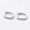 Brass Micro Pave Cubic Zirconia Hoop Earring Findings with Latch Back Closure X-KK-T048-033P-NF-1