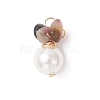 6Pcs 6 Styles Natural Tourmaline & Tiger Eye & Amethyst & Green Aventurine & Sunstone & Aquamarine Chip with Copper Wire Wrapped Shell Pearl Pendants PALLOY-JF04951-2