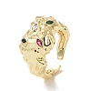 Colorful Cubic Zirconia Horse Eye Open Cuff Ring RJEW-P032-40G-1