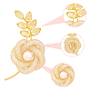 HOBBIESAY 2Pcs Rhinestone Rose Flower with Natural Pearl Beaded Brooch Pin JEWB-HY0001-24-4