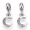 Platinum Rack Plating Alloy Rhinestone European Dangle Charms PALLOY-T048-36P-C-1
