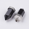Natural Dyed & Heated Black Agate Pointed Pendants G-E442-03P-2