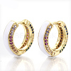 Brass Micro Pave Colorful Cubic Zirconia Huggie Hoop Earrings EJEW-S209-03F-1