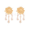Alloy Imitation Pearl Sunflower Tassel Chandelier Earrings for Women WGA0AF8-01-5