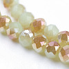 Imitation Jade Half Plated Faceted Rondelle Electroplate Glass Bead Strands X-EGLA-D020-3x2mm-58-3