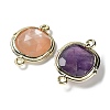 Natural Mixed Gemstone Connector Charms G-C087-01G-B-2