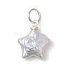 Natural Nucleated Baroque Keshi Pearl Star Charms with 304 Stainless Steel Findings PALLOY-JF05004-3