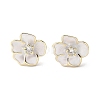 Camellia Brass Enamel Stud Earring Findings X-EJEW-V002-01G-1
