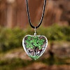 Heart Glass with Dried Flower Tree Inner Pendant Black Waxed Cord Necklaces FS-WG87A6D-04-1