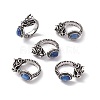 Dragon Head Natural Kyanite Cuff Rings RJEW-G273-03AS-04-1