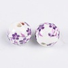 Floral Printed Porcelain Beads CF187Y-2