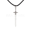 Alloy Sword Pendant Necklace with Waxed Cords X-NJEW-JN04473-1