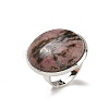 Natural Rhodonite Round Adjustable Rings RJEW-K371-09S-30-2