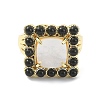 Natural Black Agate & Shell Rectangle Adjustable Ring RJEW-B030-02A-02-3