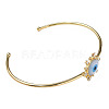 Shell Evil Eye Open Cuff Bangle with Synthetic Turquoise BJEW-N012-041-3