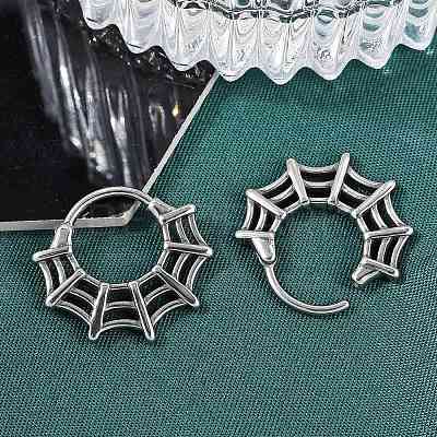 Spider Web 316 Surgical Stainless Steel Hoop Earrings EJEW-G416-40AS-1