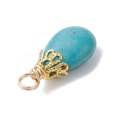 Dyed Synthetic Turquoise Pendants PALLOY-JF04355-01-1