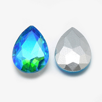 Pointed Back Glass Rhinestone Cabochons RGLA-T017-13x18mm-05-1