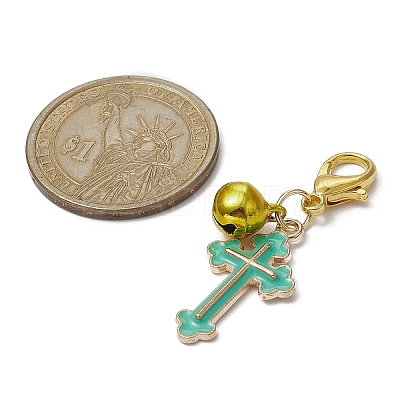 Cross Alloy Enamel Pendants Decorations HJEW-JM01075-1