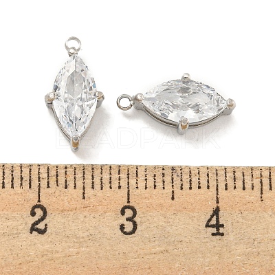 304 Stainless Steel Cubic Zirconia Pendants STAS-L278-006P-01-1
