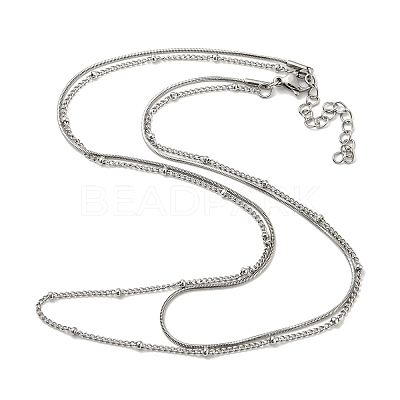 Non-Tarnish 304 Stainless Steel Double-Layer Necklace LS-NJEW-Q321-01P-1