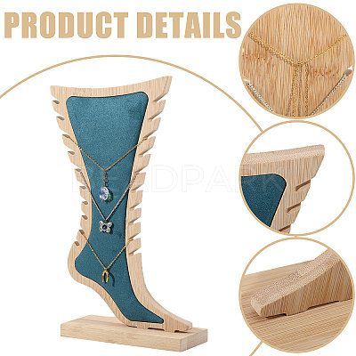 Foot Shaped Wood Anklet Storage Jewelry Rack ODIS-WH0106-23-1
