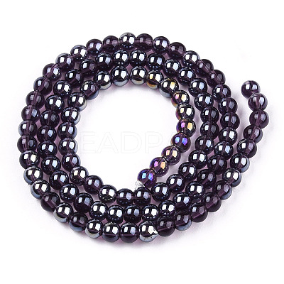 Electroplate Transparent Glass Beads Strands GLAA-T032-T4mm-AB03-1