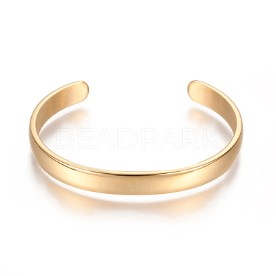 Ion Plating(IP) 304 Stainless Steel Cuff Bangles X-STAS-I110-10-4mm-G-1