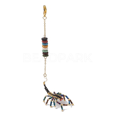 Scorpion Glass Seed Beads Pendant Decoration HJEW-MZ00121-1