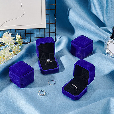 Square Velvet Ring Boxes LS-VBOX-WH0002-01D-1