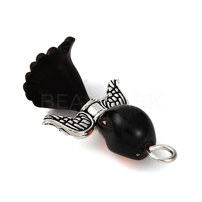 Opaque Black Acrylic Pendants PALLOY-JF04414-1