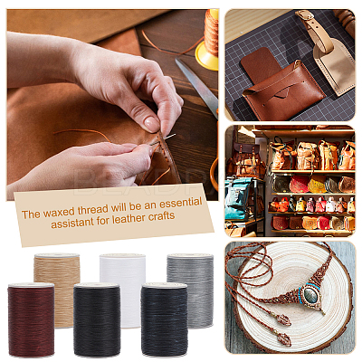 6 Rolls 6 Colors Round Waxed Polyester Thread String YC-OC0001-06-1